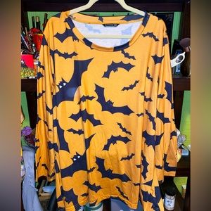 BloomChic Halloween Bat Print Pajama Set 3x 22/24 Orange and Black